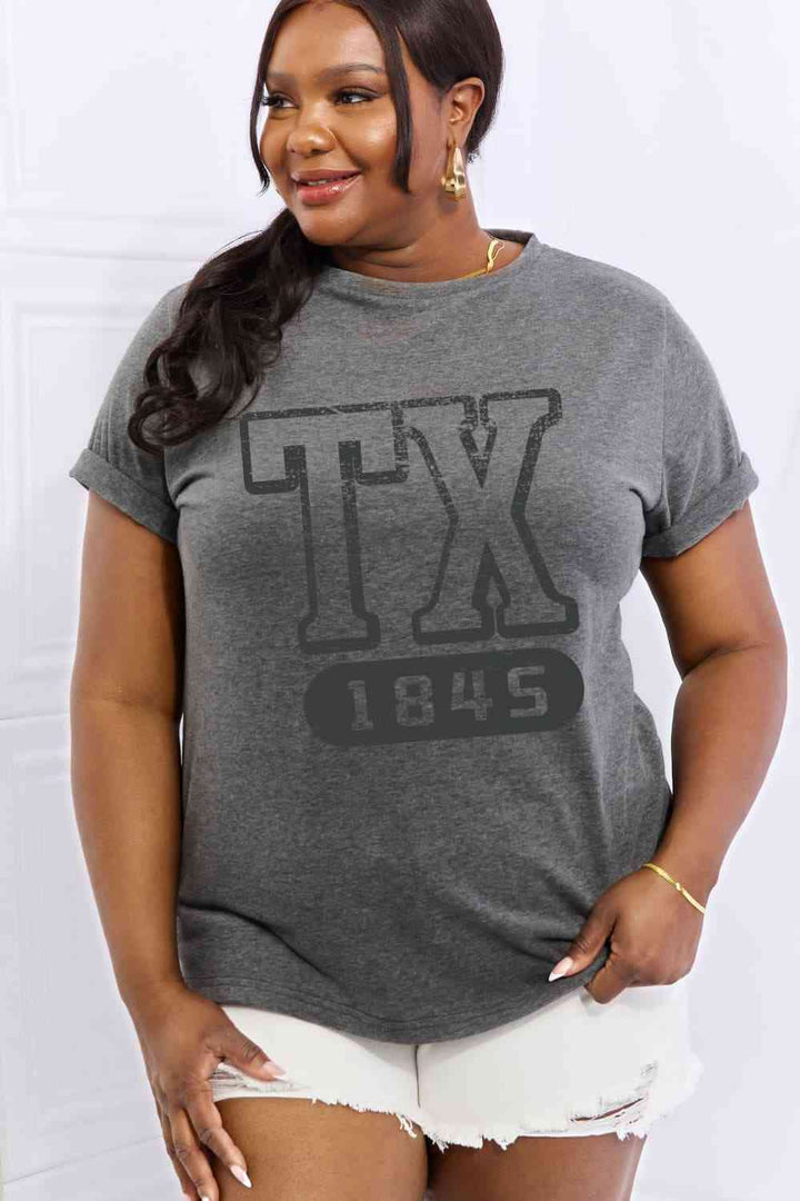 Simply Love Full Size TX 1845 Graphic Cotton Tee | 1mrk.com