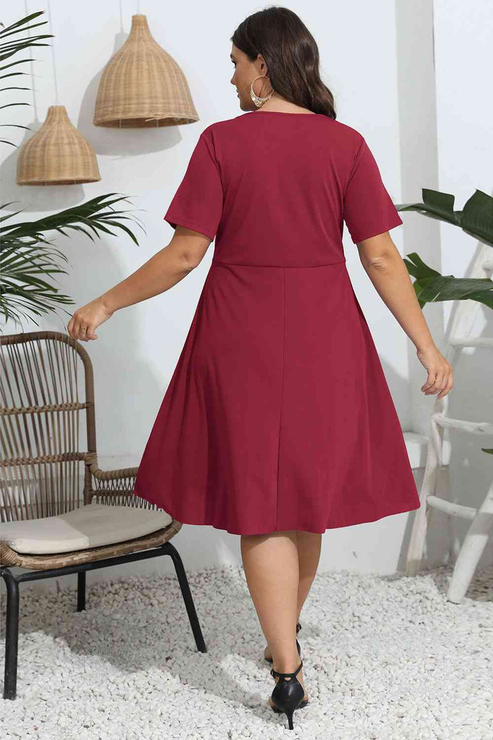 Plus Size Round Neck Openwork Dress |1mrk.com