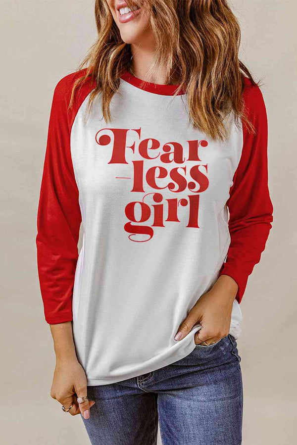 FEARLESS GIRL Graphic Raglan Sleeve Top | 1mrk.com