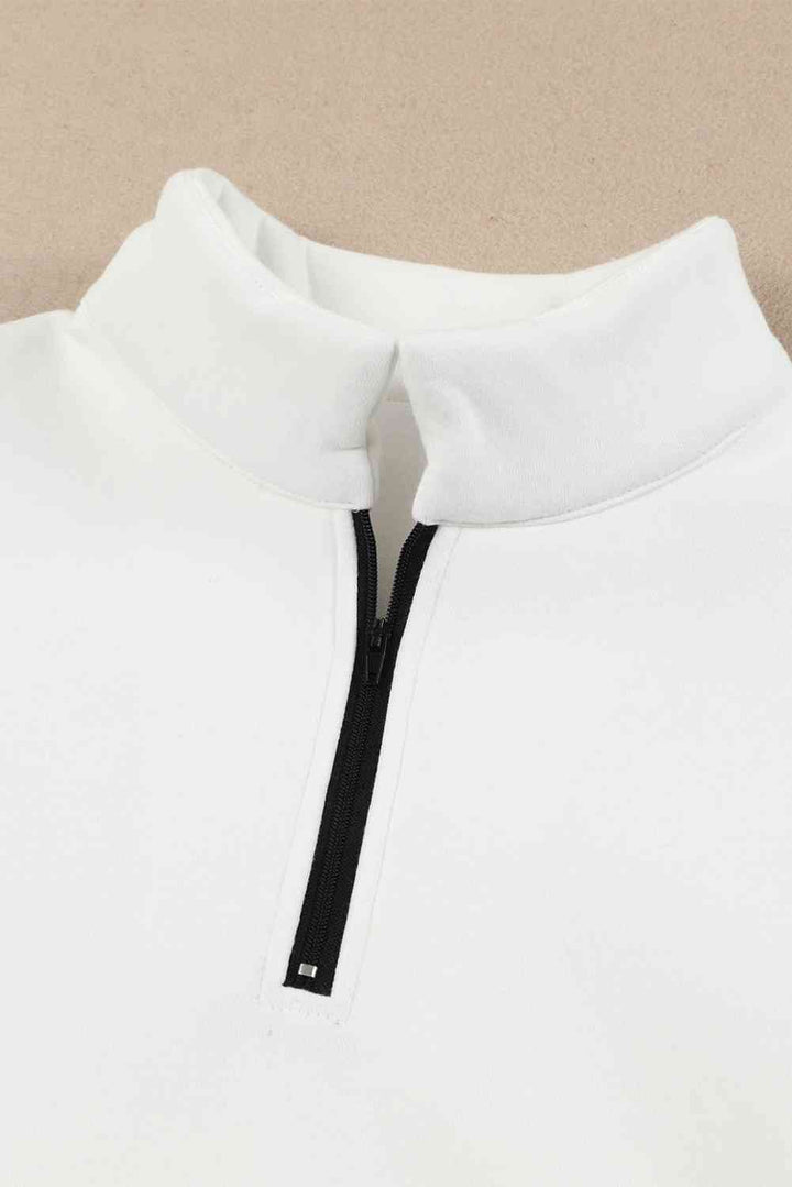 Quarter Zip Dropped Shoulder Sweatshirt |1mrk.com