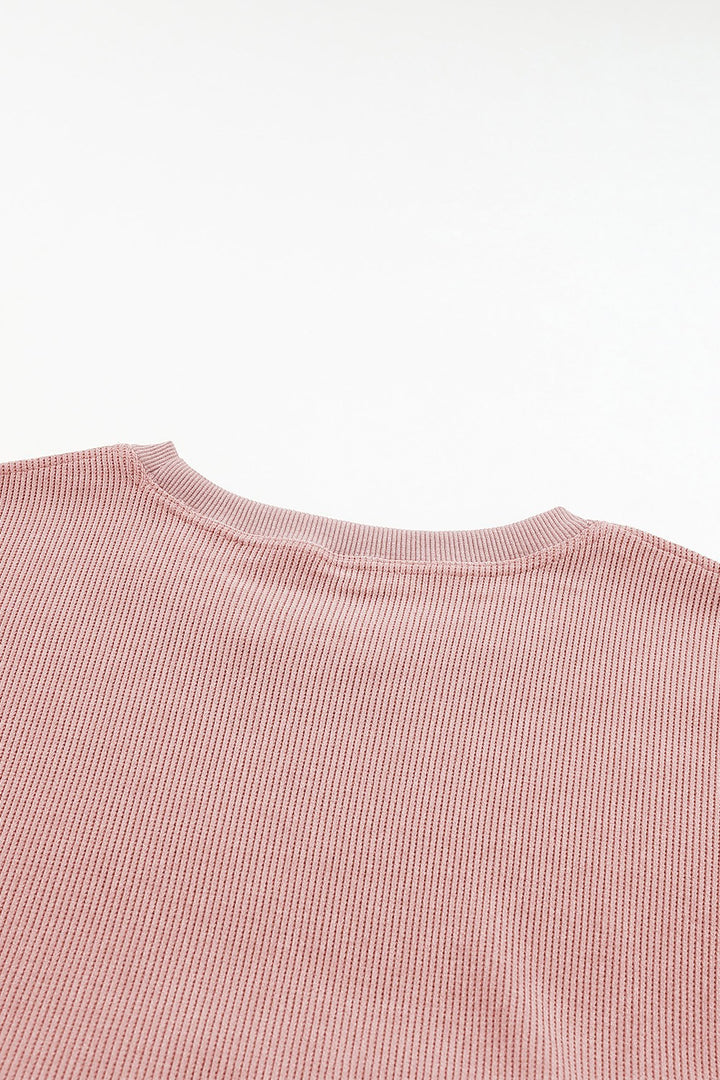 Plus Size Heart Ribbed Round Neck Sweatshirt | Trendsi
