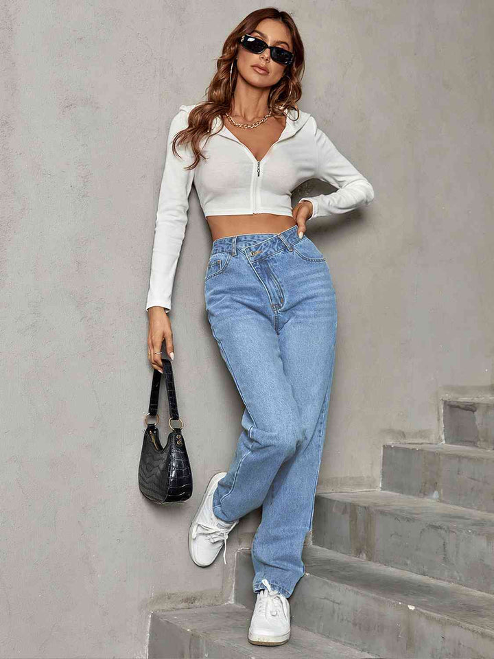 Asymmetrical Straight Leg Jeans | 1mrk.com