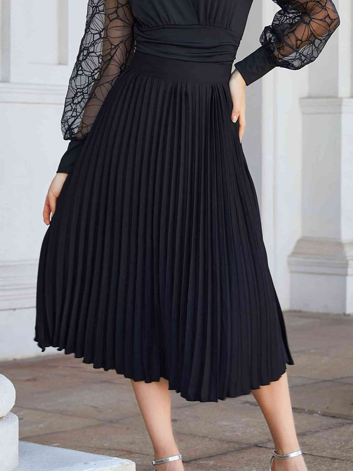 Pleated Midi Skirt |1mrk.com