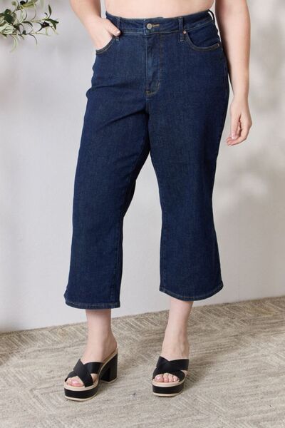 Judy Blue Full Size High Waist Cropped Wide Leg Jeans | 1mrk.com