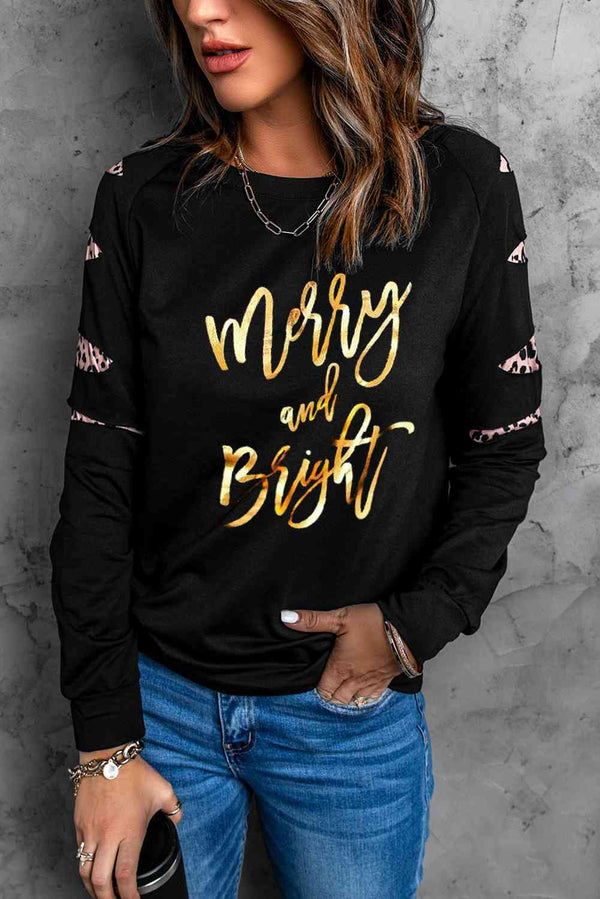 MERRY AND BRIGHT Graphic Long Sleeve Top | 1mrk.com