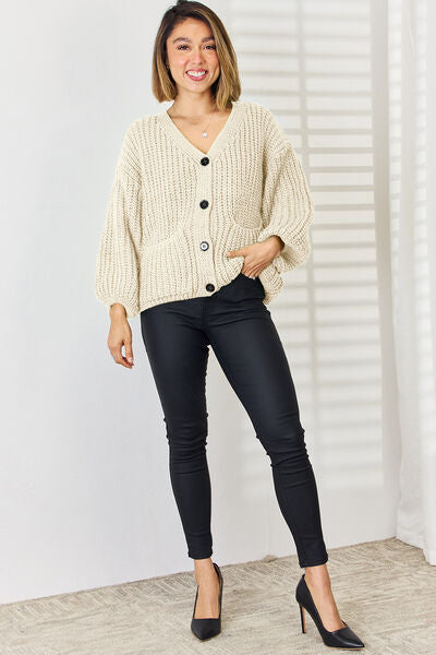 Pocketed Button Up Dropped Shoulder Cardigan | Trendsi