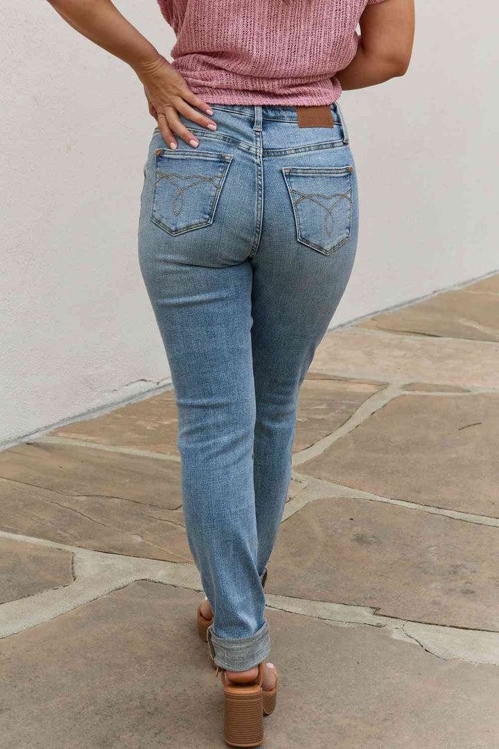 Judy Blue Macy Full Size Mid Rise Boyfriend Jeans | 1mrk.com
