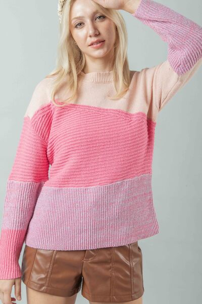 VERY J Color Block Long Sleeve Sweater |1mrk.com