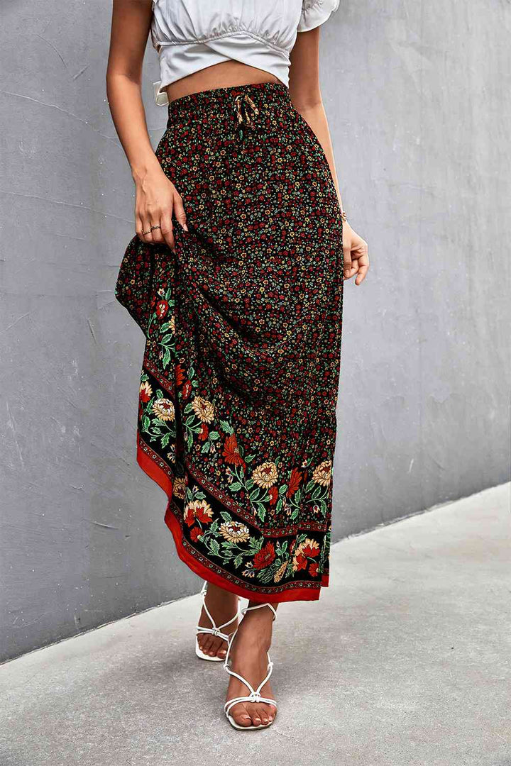 Floral Tied Maxi Skirt |1mrk.com