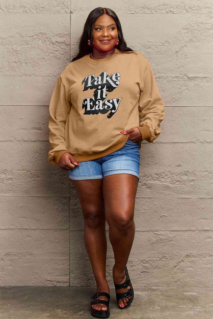 Simply Love Full Size TAKE IT EASY Graphic Sweatshirt |1mrk.com