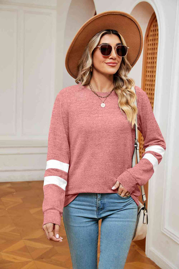 Round Neck Long Sleeve Top | 1mrk.com