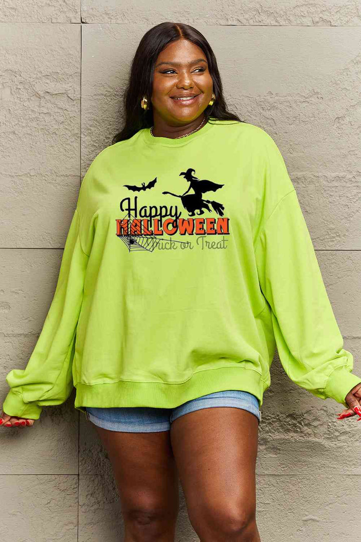 Simply Love Full Size HAPPY HALLOWEEN TRICK OR TREAT Graphic Sweatshirt |1mrk.com