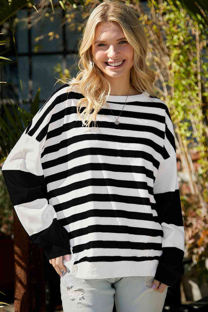 Striped Dropped Shoulder Sweatshirt |1mrk.com