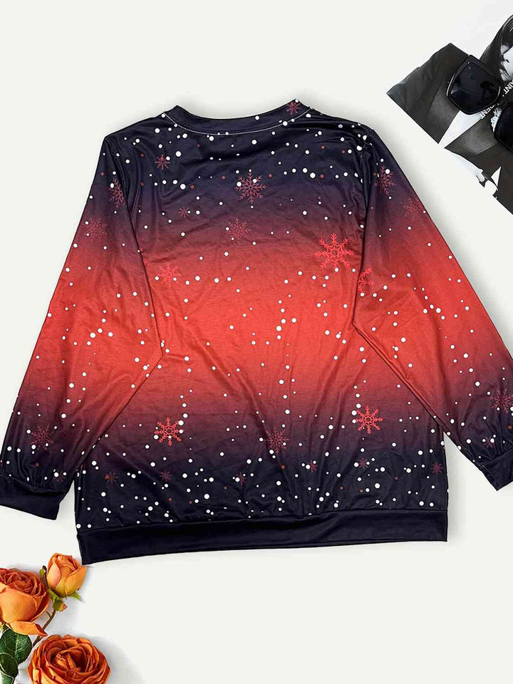 Plus Size Christmas Element Long Sleeve Sweatshirt | 1mrk.com