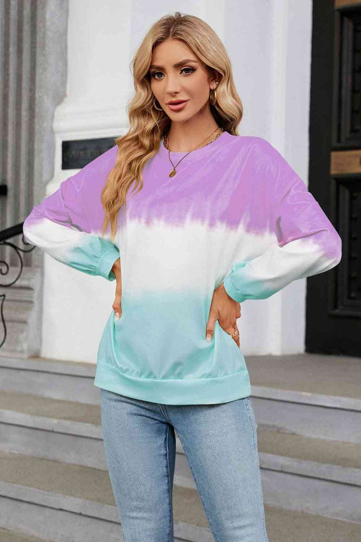 Gradient Round Neck Long Sleeve Sweatshirt |1mrk.com