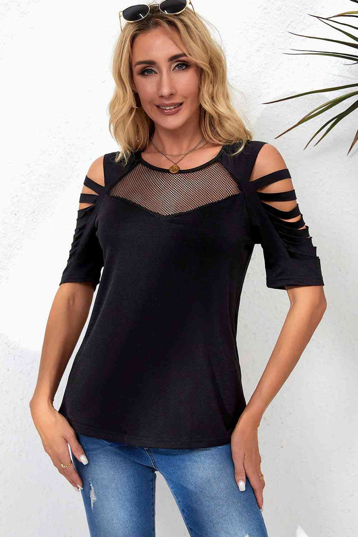 Round Neck Cutout Raglan Sleeve Tee | 1mrk.com