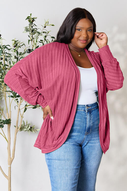 Basic Bae Full Size Ribbed Cocoon Cardigan |1mrk.com