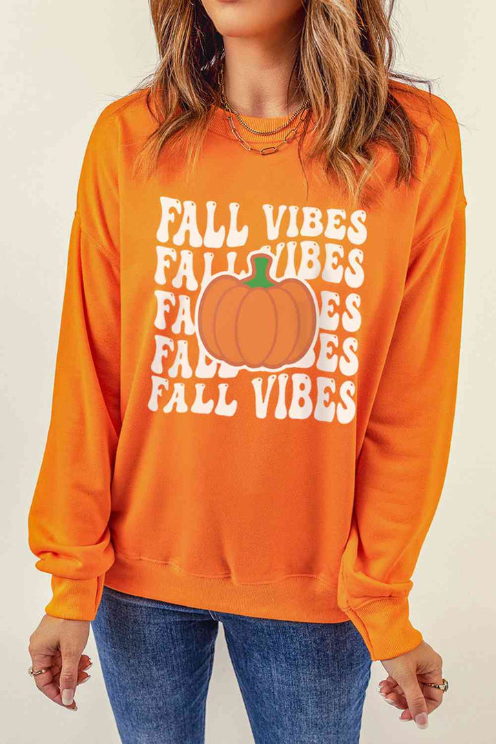 FALL VIBES Graphic Dropped Shoulder Sweatshirt |1mrk.com