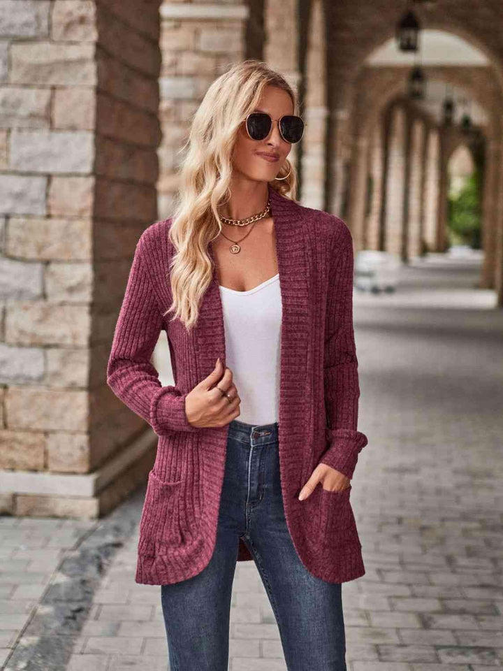 Open Front Cardigan with Pockets |1mrk.com