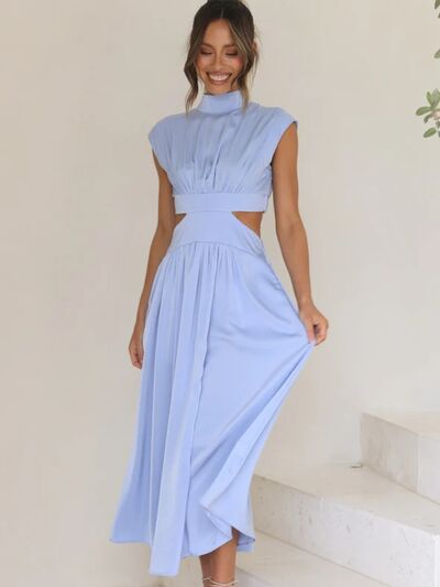 Cutout Mock Neck Sleeveless Dress |1mrk.com