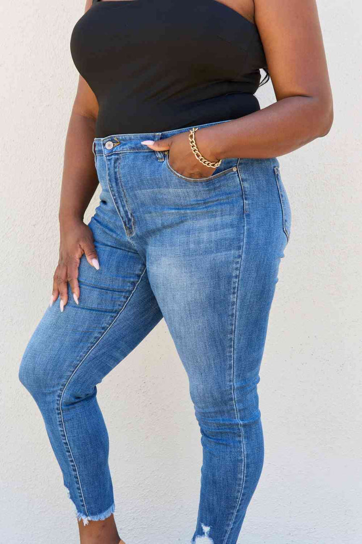 Kancan Lindsay Full Size Raw Hem High Rise Skinny Jeans | 1mrk.com