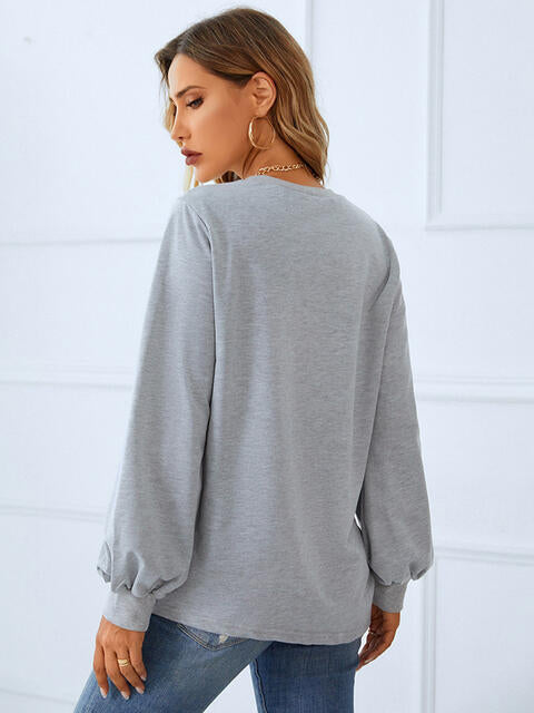 Ruched Detail Round Neck T-Shirt | 1mrk.com