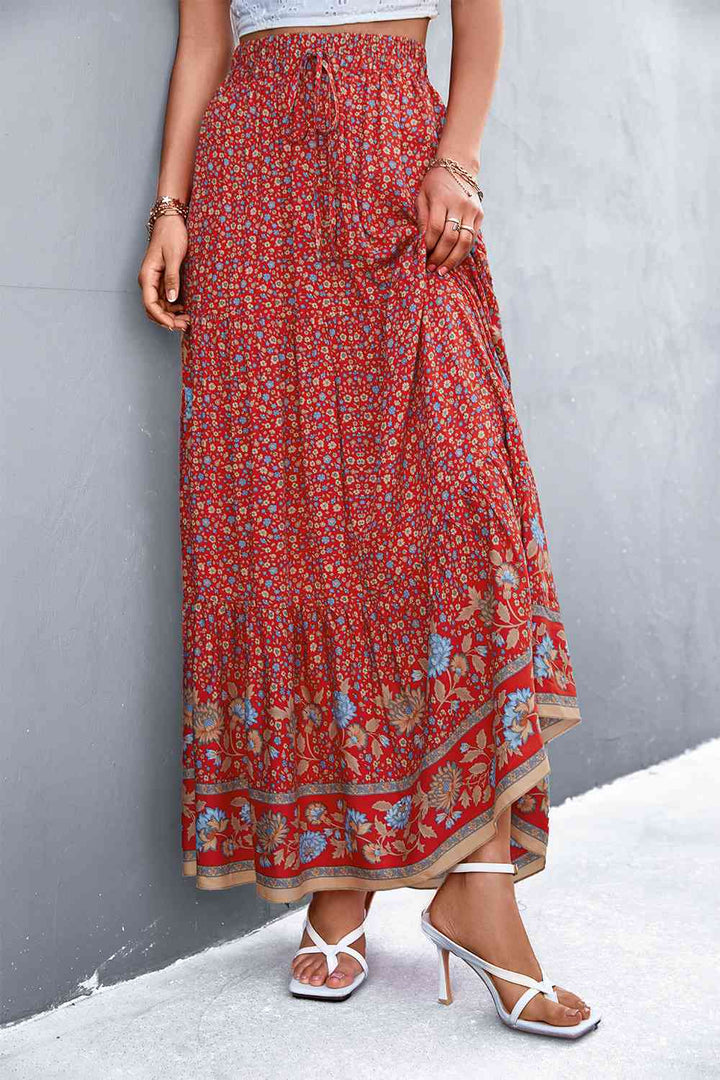 Floral Tied Maxi Skirt |1mrk.com