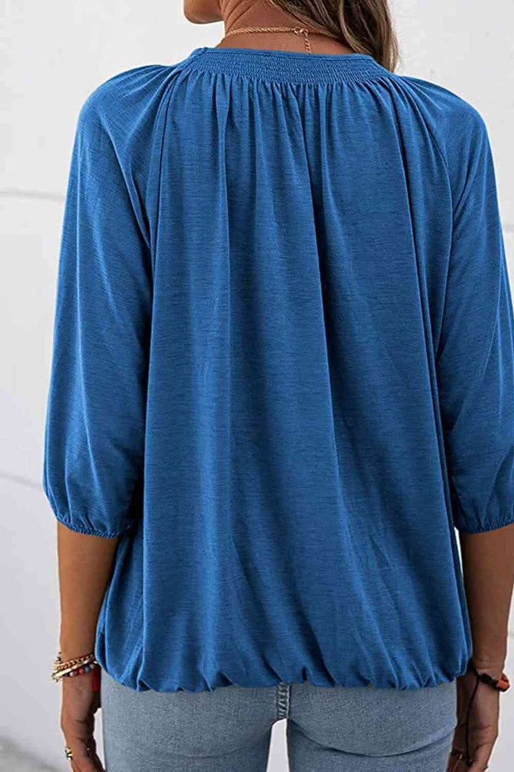 Gathered Detail Round Neck T-Shirt | 1mrk.com