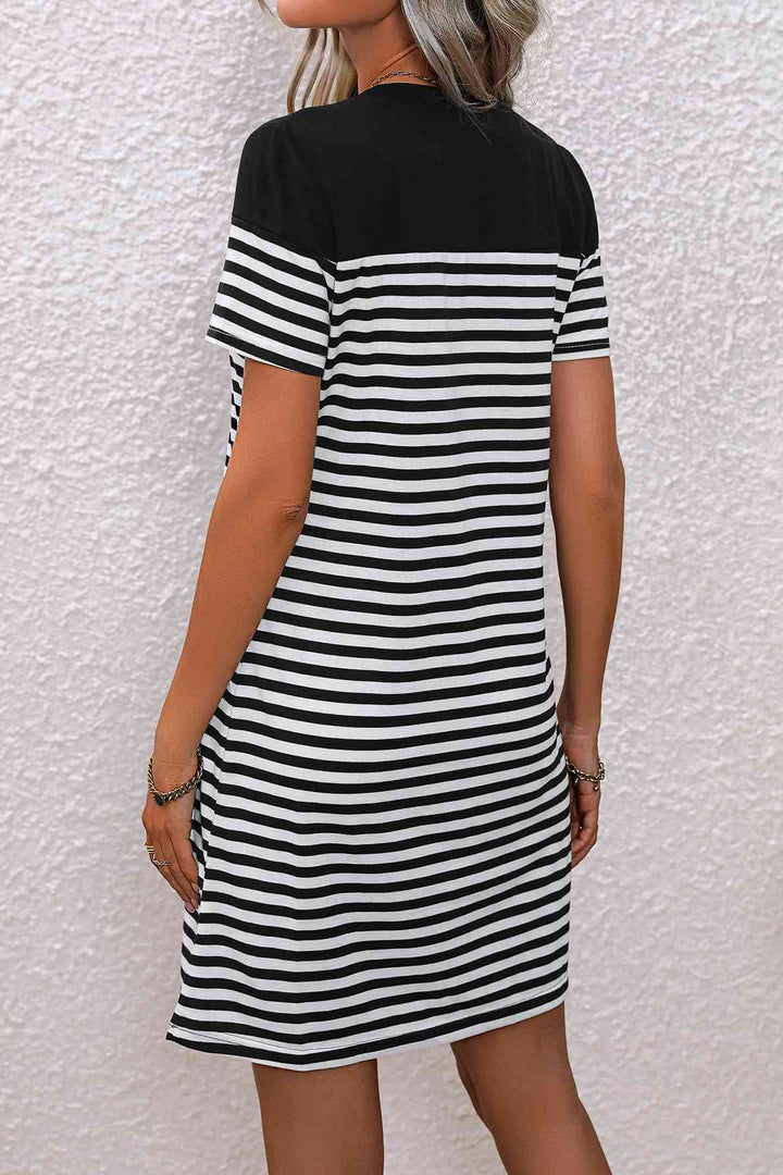 Striped Heart Short Sleeve Dress |1mrk.com