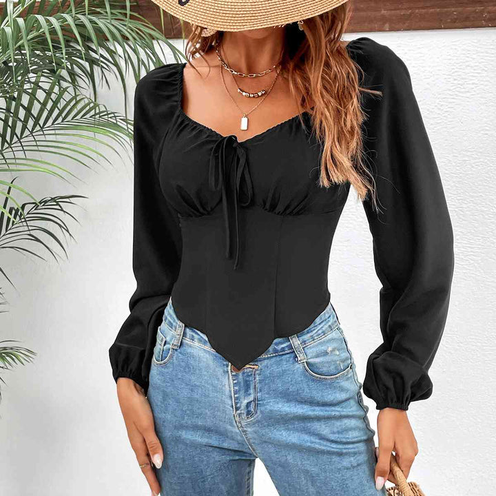 Raglan Sleeve Square Neck Blouse | 1mrk.com