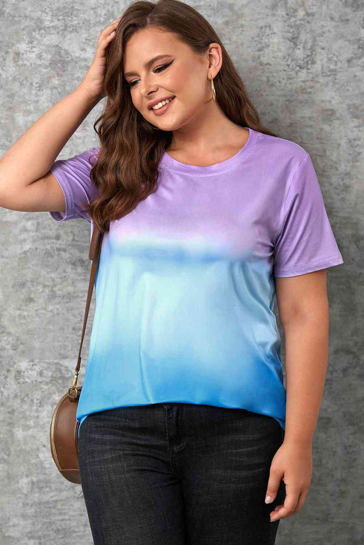 Plus Size Gradient Color Block Tee Shirt | 1mrk.com