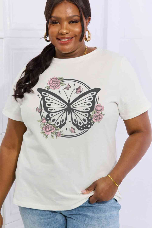 Simply Love Simply Love Full Size Butterfly Graphic Cotton Tee | 1mrk.com