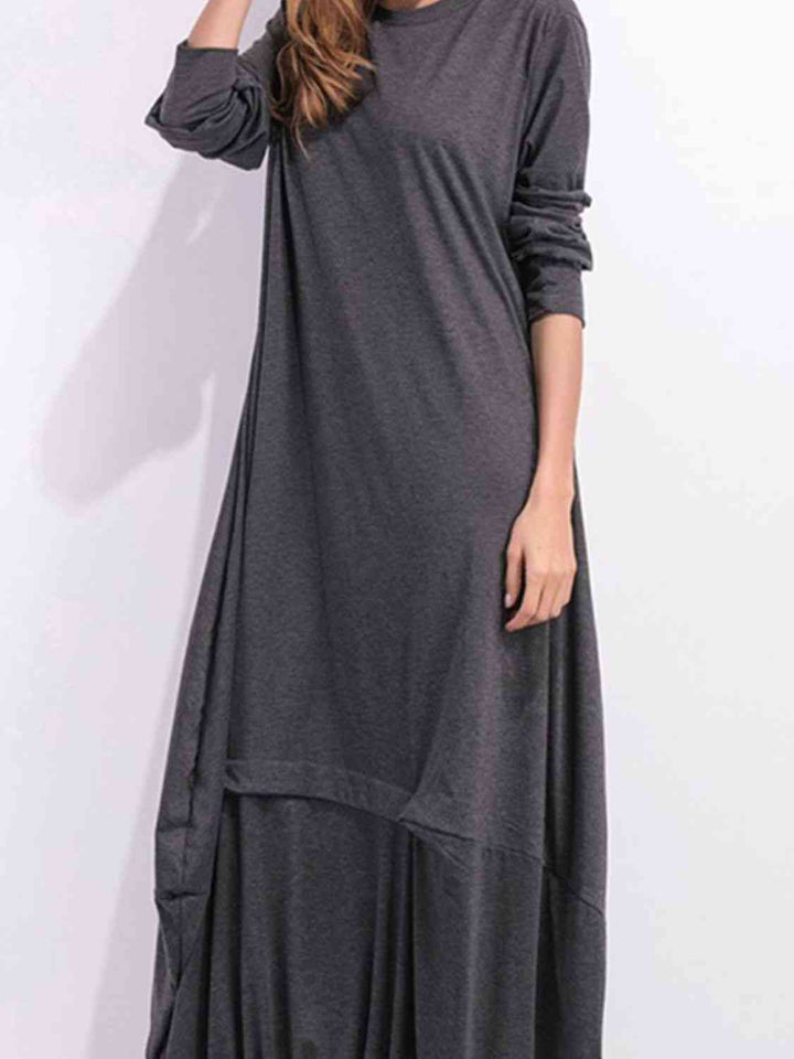 Full Size Round Neck Long Sleeve Sweatshirt Dress |1mrk.com