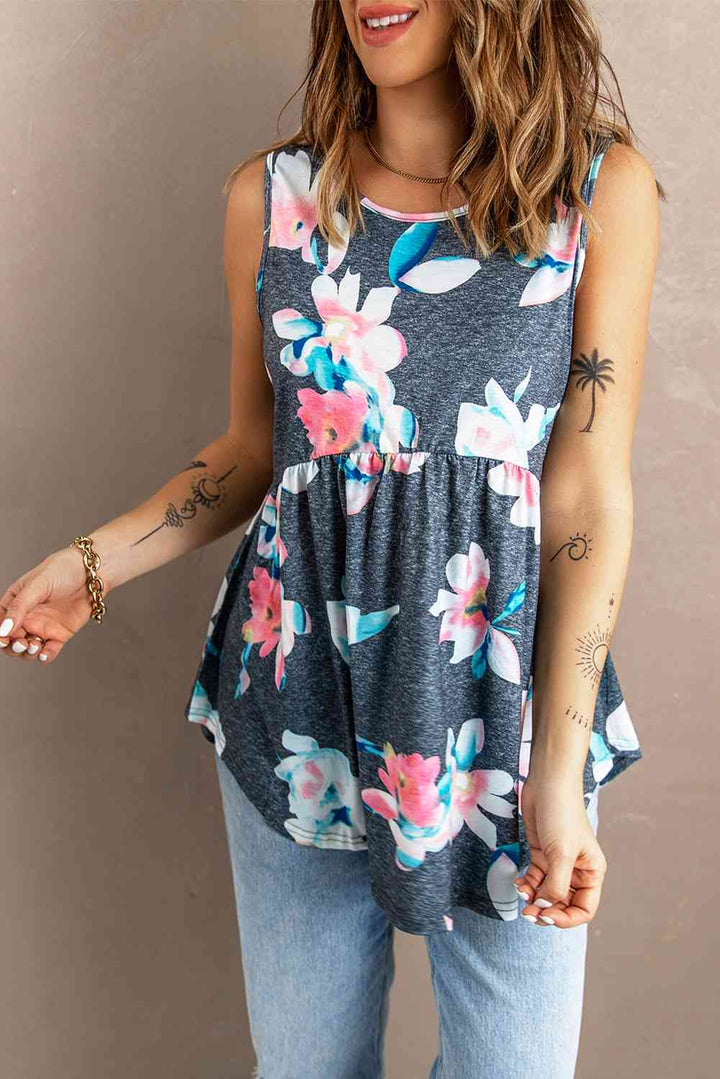 Floral Peplum Tank Top | 1mrk.com