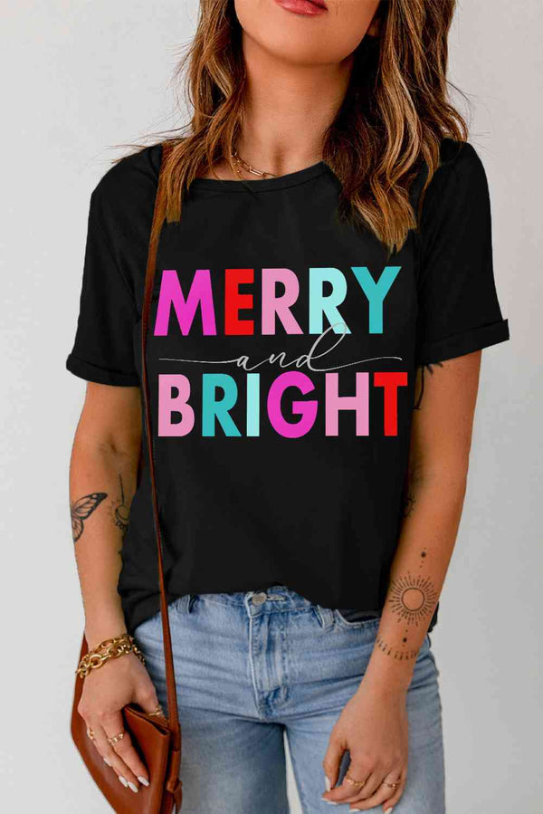 MERRY AND BRIGHT Graphic Short Sleeve T-Shirt | 1mrk.com