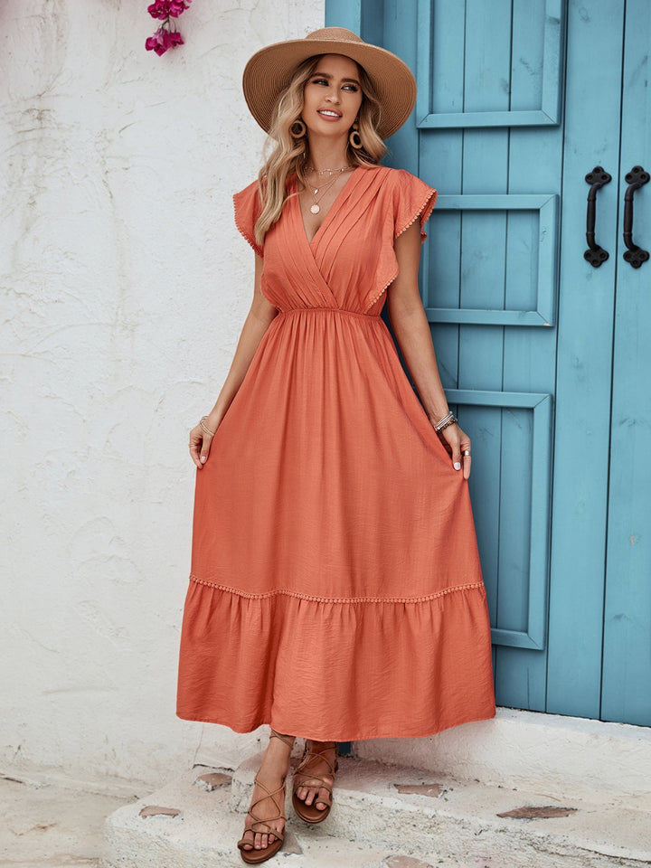 Ruffled Surplice Cap Sleeve Dress | Trendsi