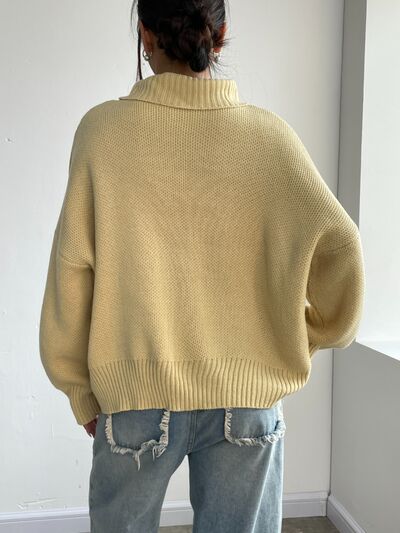 Turtleneck Dropped Shoulder Sweater | Trendsi