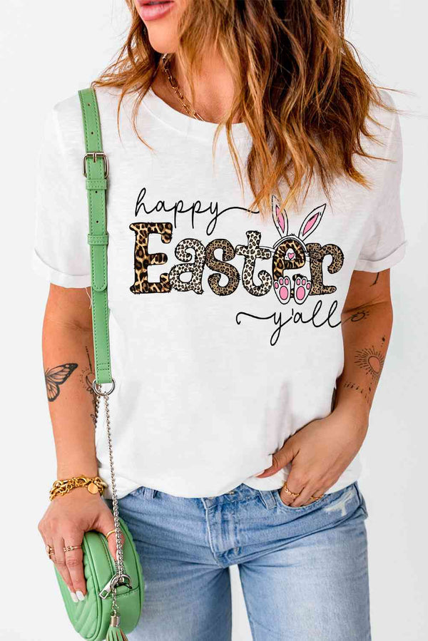 HAPPY EASTER Y'ALL Graphic Round Neck Tee | 1mrk.com