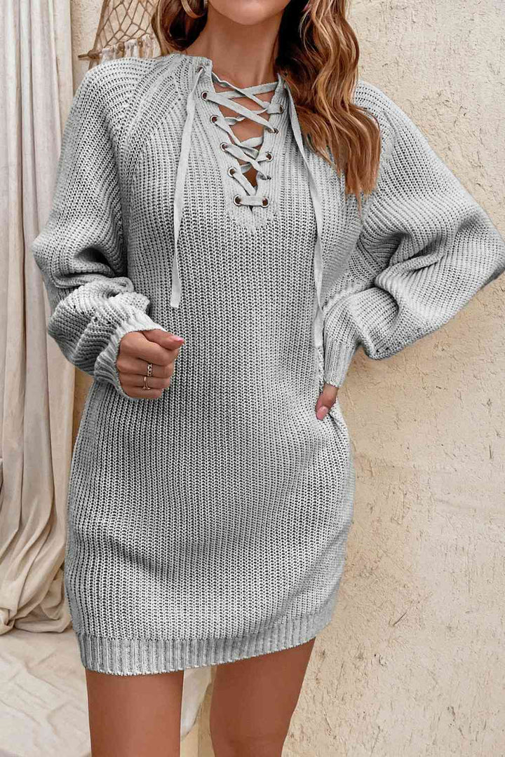 Lace-Up Mini Sweater Dress | 1mrk.com