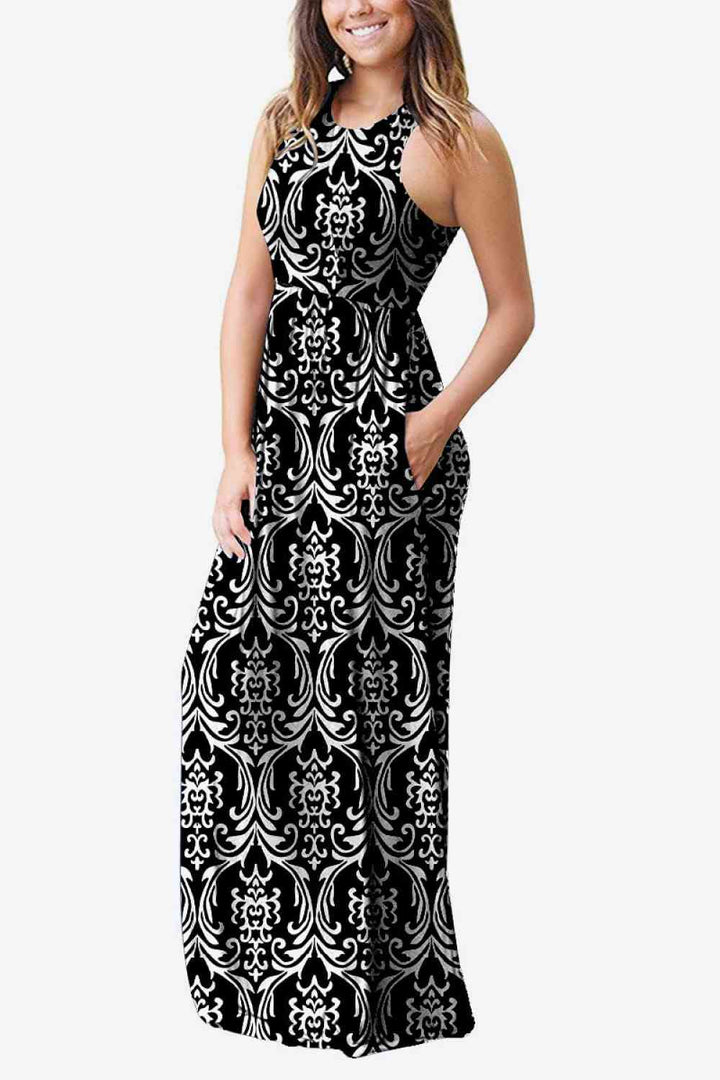 Empire Waist Sleeveless Dress with Pockets |1mrk.com