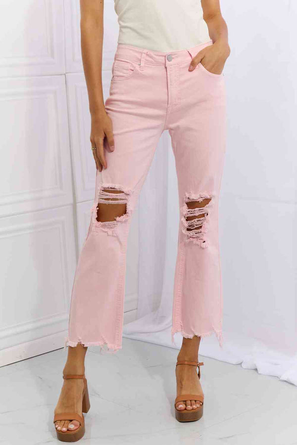 RISEN Miley Full Size Distressed Ankle Flare Jeans | 1mrk.com