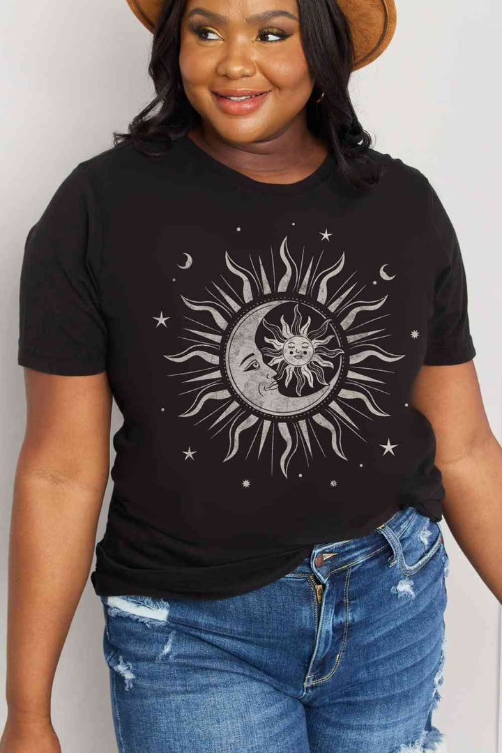 Simply Love Full Size Sun, Moon, and Star Graphic Cotton Tee | 1mrk.com