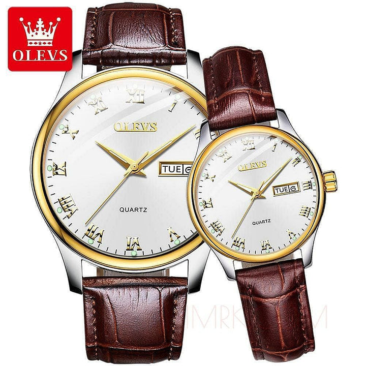 OLVES Quartz watches Water-proof Leather Strap Stainless OLEVS
