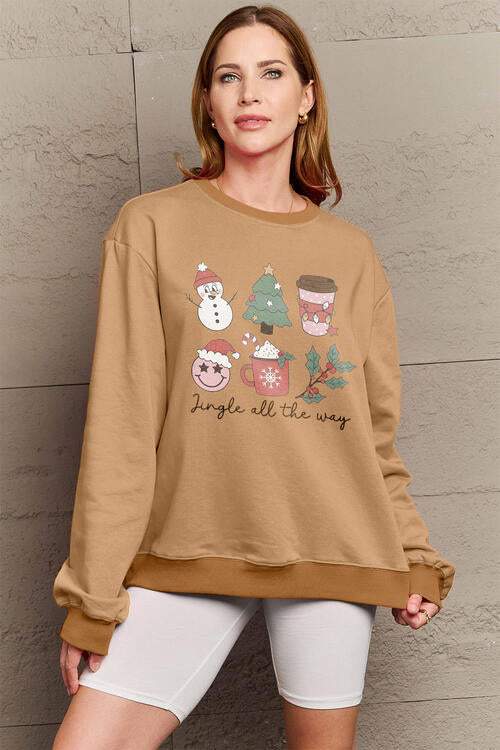 Simply Love Full Size JINGLE ALL THE WAY Long Sleeve Sweatshirt |1mrk.com