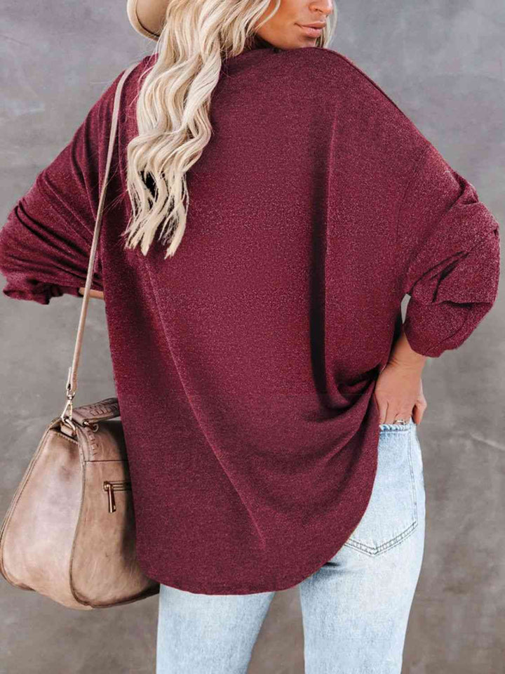 Buttoned Drop Shoulder Top | 1mrk.com