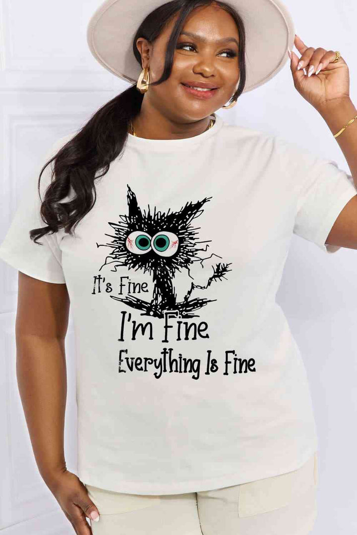 Simply Love Full Size IT‘S FINE IT‘S FINE EVERYTHING IS FINE Graphic Cotton Tee | 1mrk.com