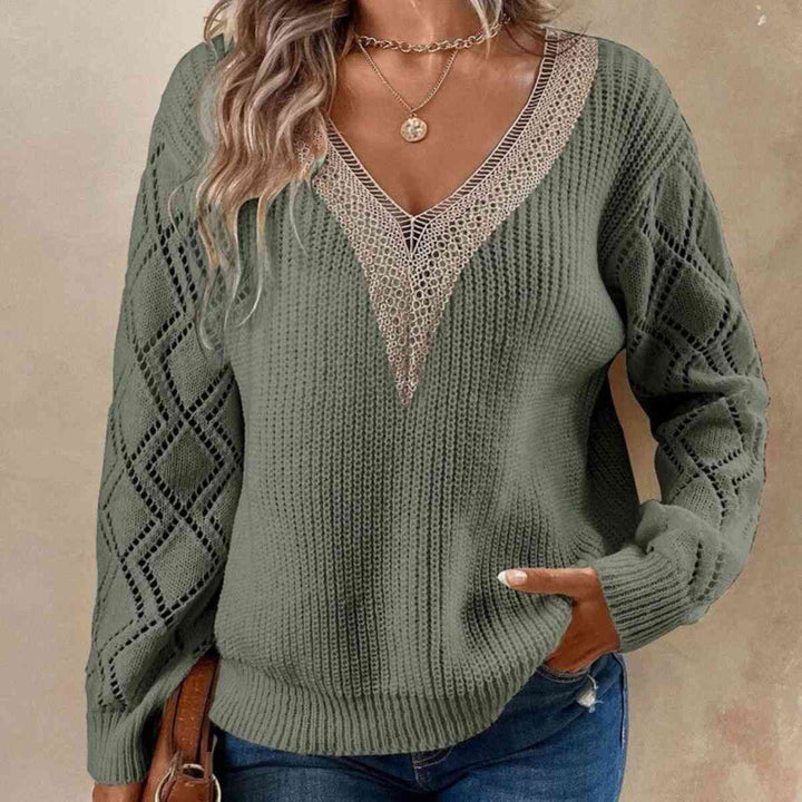 Contrast V-Neck Sweater | 1mrk.com