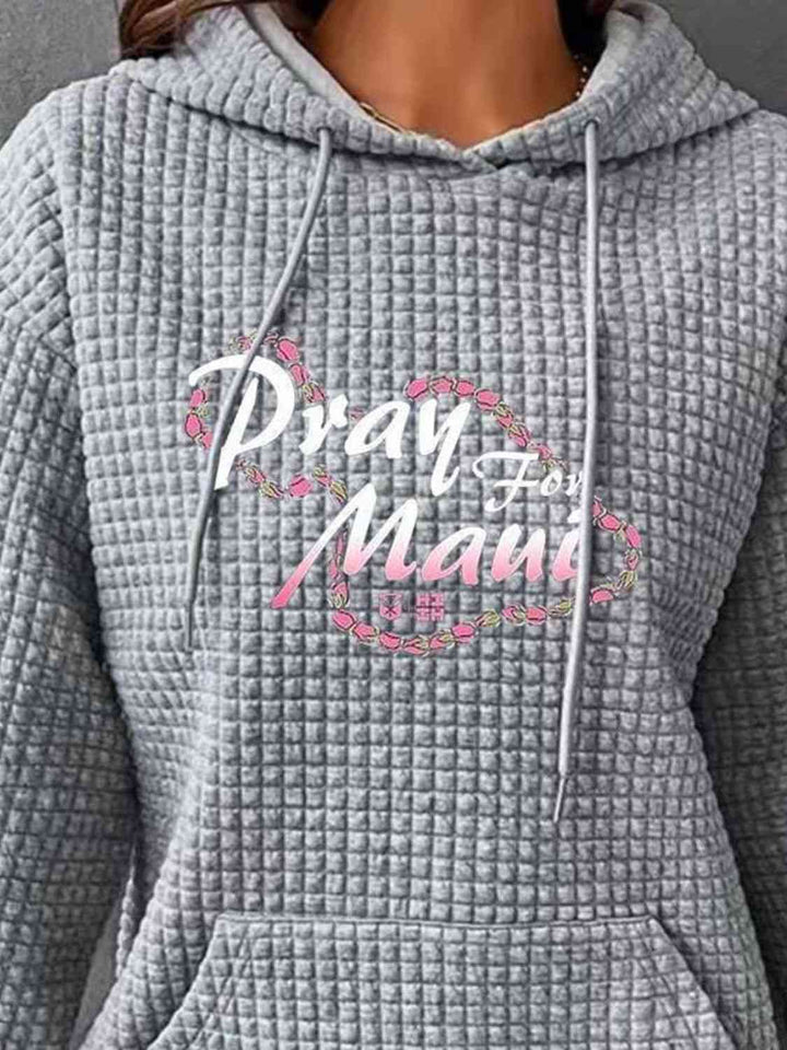 Full Size PRAY FOR MAUI Graphic  Drawstring Long Sleeve Hoodies |1mrk.com