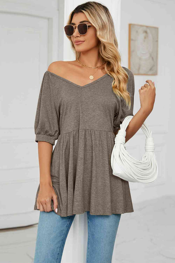 V-Neck Babydoll Top | 1mrk.com