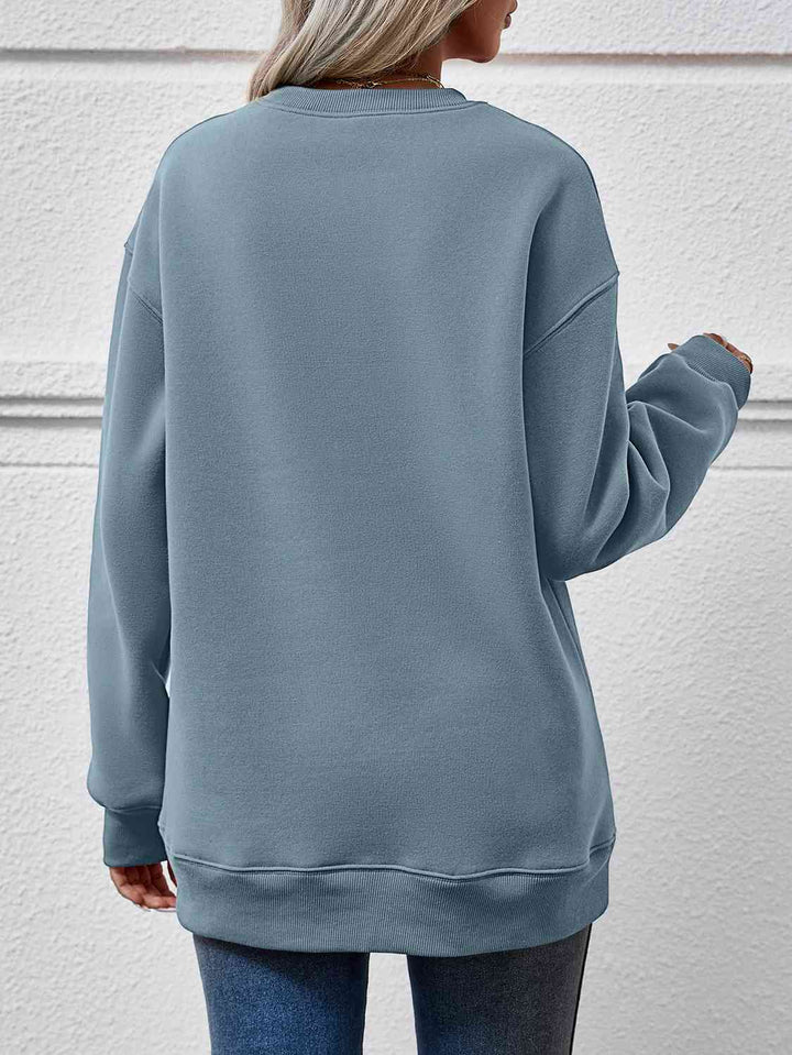 Round Neck Long Sleeve Sweatshirt |1mrk.com